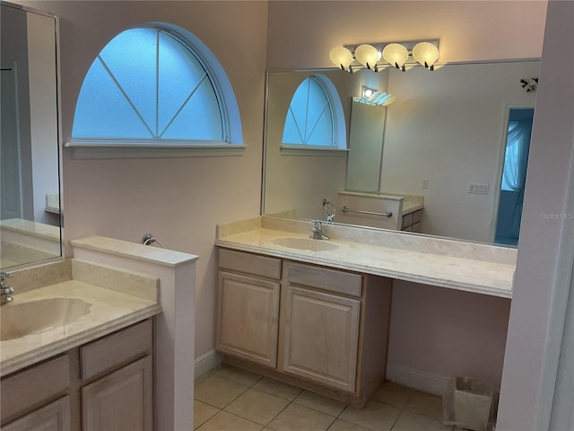 bathroom with vanity and tile patterned floors