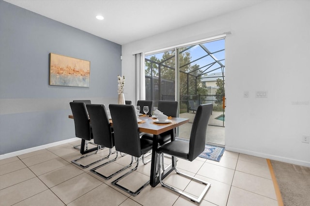 view of tiled dining room