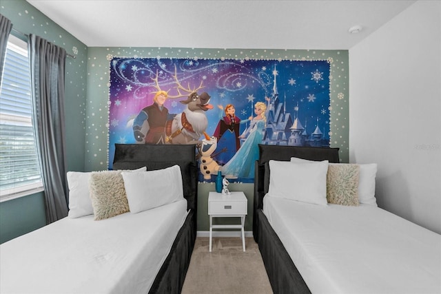 4501 Monado Dr, Kissimmee, FL 34746 - carpeted bedroom with wallpapered walls and baseboards