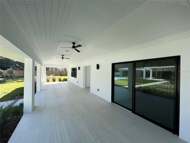 view of patio with ceiling fan