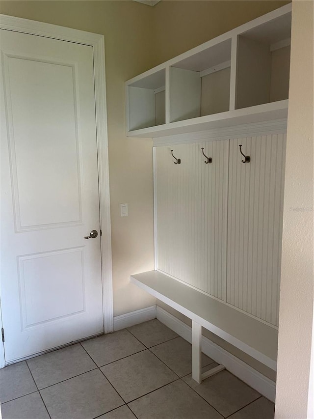 mudroom featuring light tile patterned floors