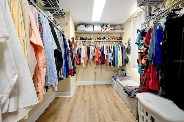 spacious closet with hardwood / wood-style floors