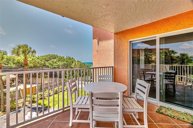 balcony with a water view