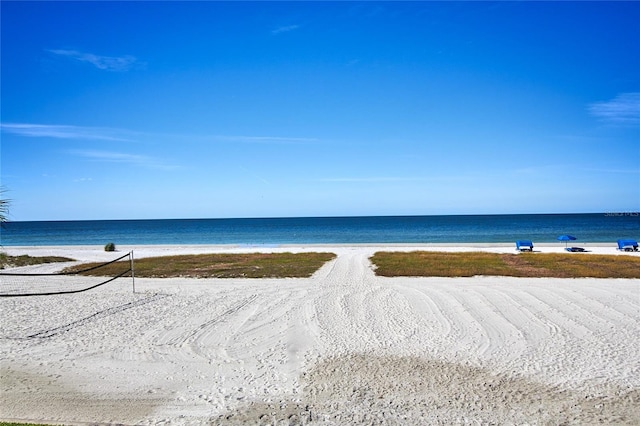 view of water feature with a view of the beach