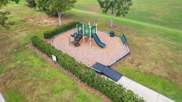 view of play area with a yard