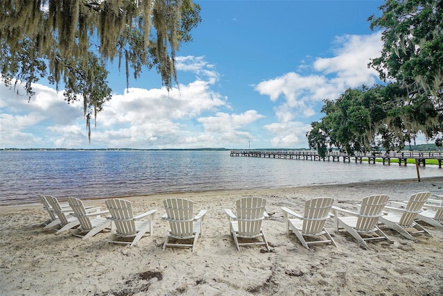 property view of water with a beach view