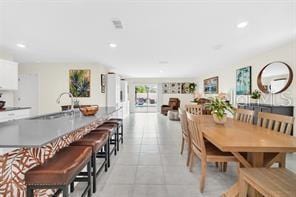 view of tiled dining area