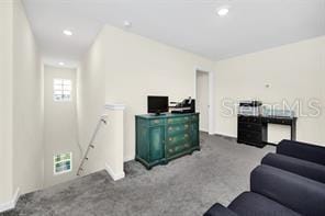 living room featuring light colored carpet