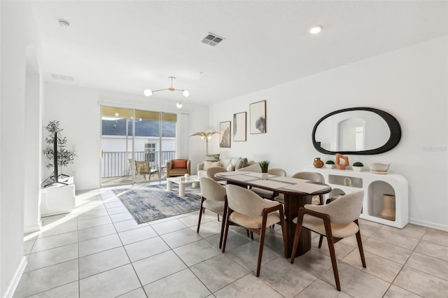 view of tiled dining space