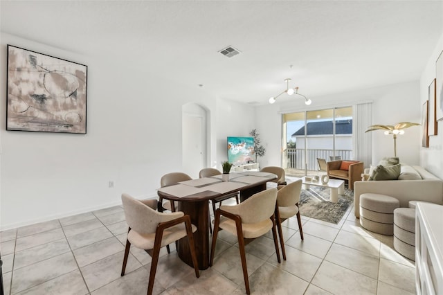 view of tiled dining room