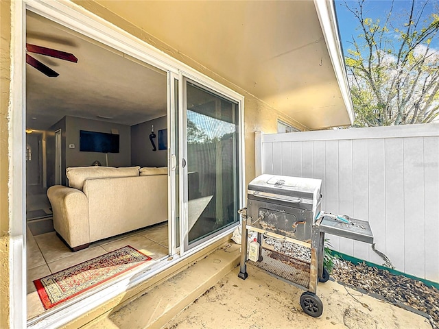 view of patio featuring fence