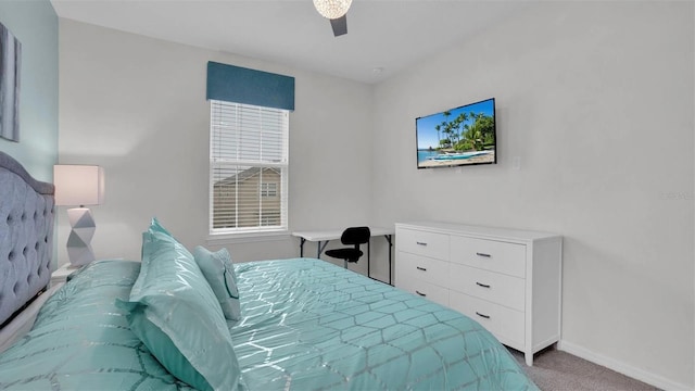 bedroom with carpet and ceiling fan