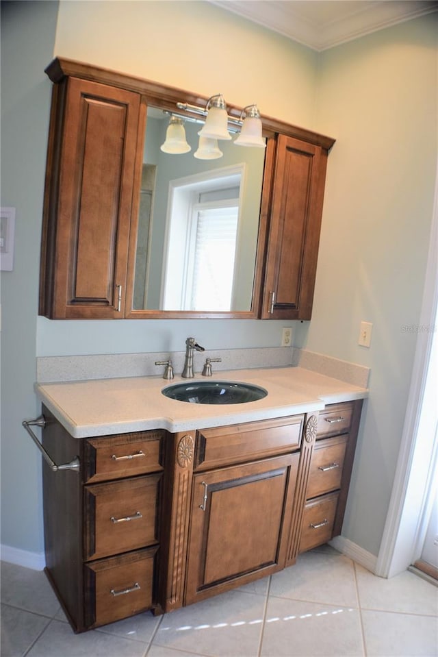 bathroom featuring tile patterned floors and vanity