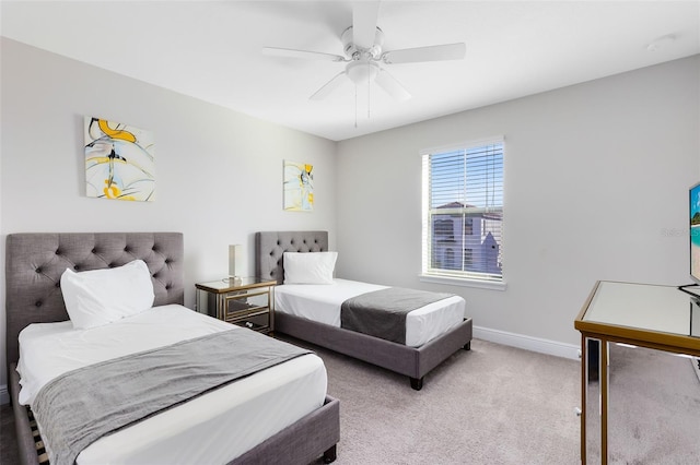 bedroom featuring carpet and ceiling fan