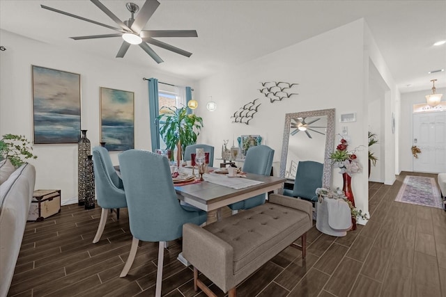 dining space featuring dark hardwood / wood-style floors