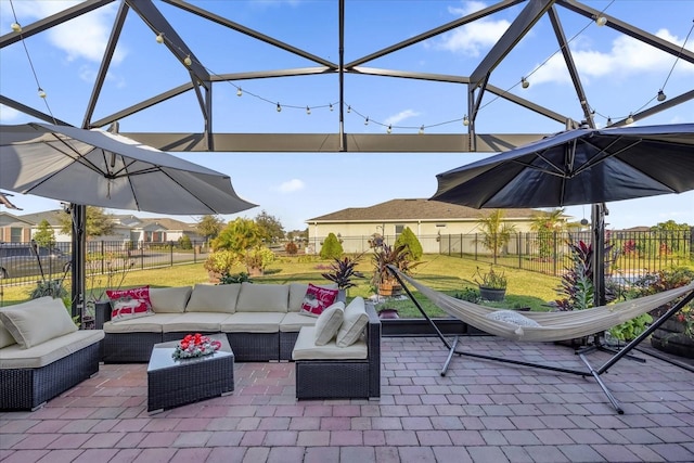 view of patio / terrace featuring an outdoor living space