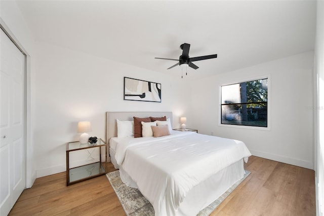896 Talmadge Ave SE, Palm Bay, FL 32909 - bedroom with ceiling fan, light hardwood / wood-style floors, and a closet