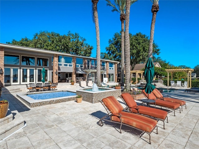 exterior space featuring a pergola