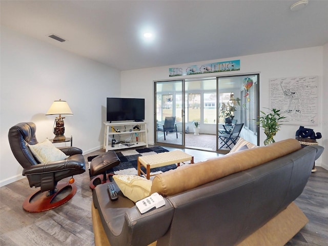 living room featuring wood-type flooring