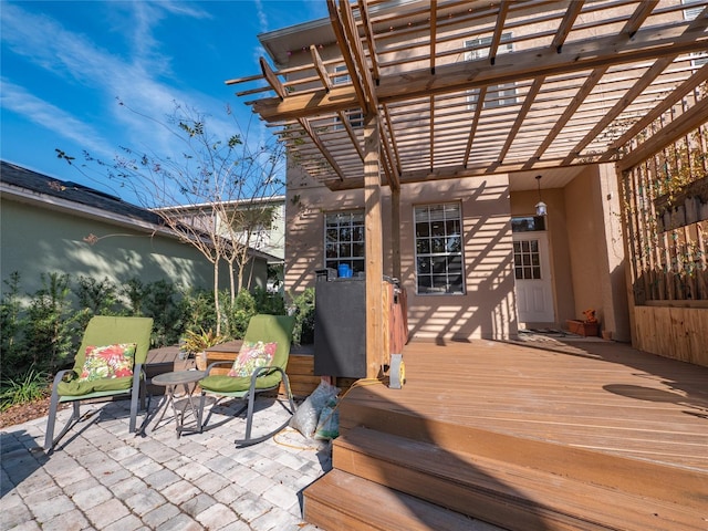 deck featuring a pergola