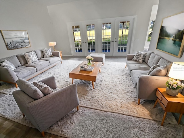 living room featuring french doors