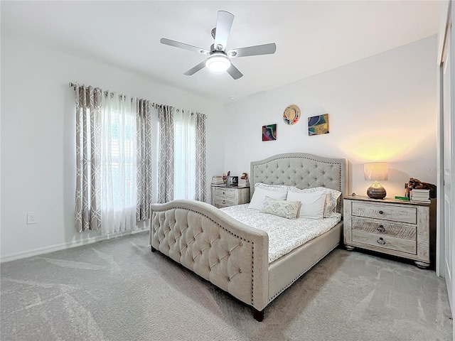 bedroom featuring carpet flooring and ceiling fan