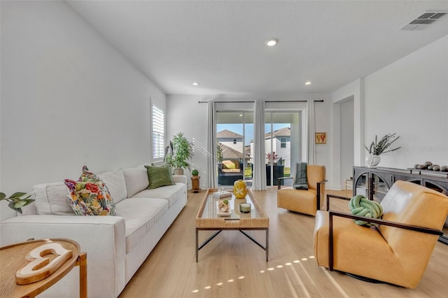 living room featuring light hardwood / wood-style flooring