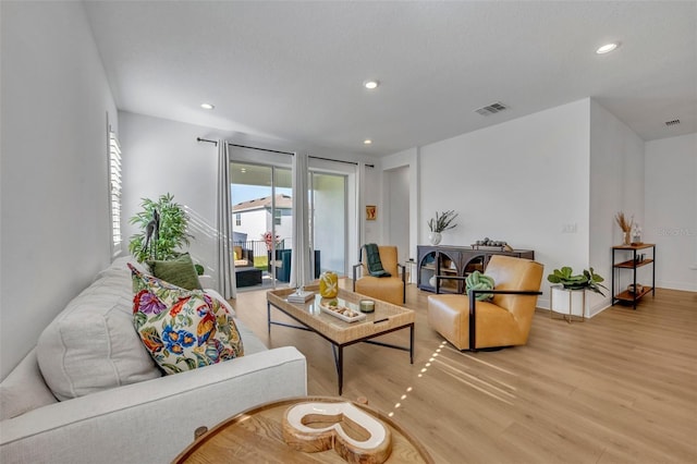 living room featuring light hardwood / wood-style floors