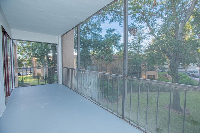 view of unfurnished sunroom