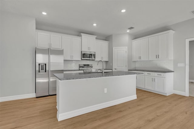 1607 W Diamond Dr, Citrus Springs, FL 34434 - kitchen featuring stainless steel appliances, a sink, baseboards, decorative backsplash, and white cabinets