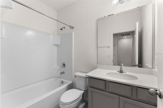 full bathroom featuring vanity, toilet, and shower / bath combination