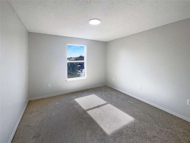 unfurnished room featuring carpet and a textured ceiling