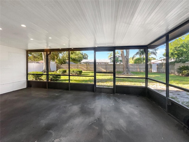 view of unfurnished sunroom