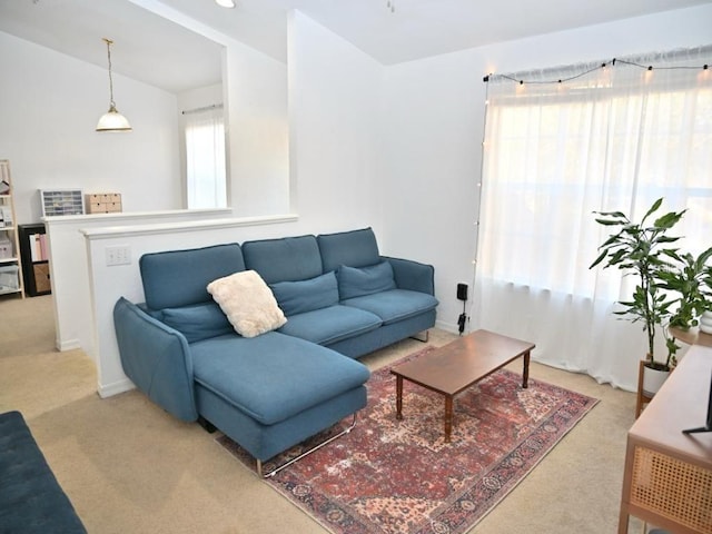 carpeted living room featuring a healthy amount of sunlight