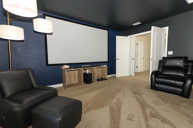 cinema room with carpet floors