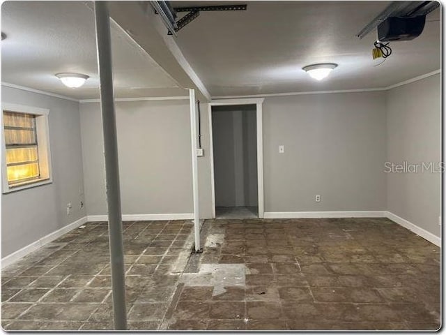 basement with ornamental molding