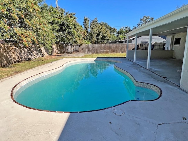 view of pool featuring a patio