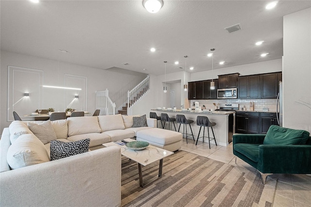 view of tiled living room