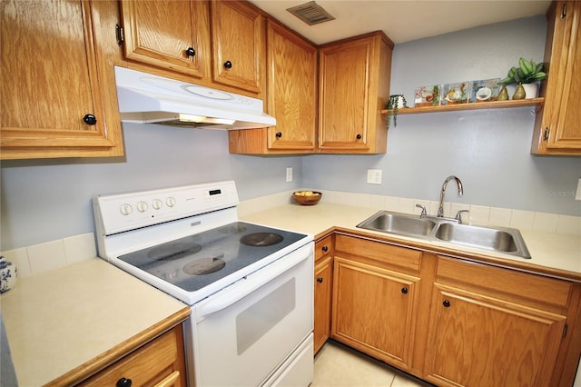 kitchen with sink and electric stove