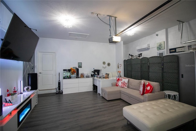 881 Orchid Grove Blvd, Davenport, FL 33837 - sitting room with dark wood-type flooring, a wall mounted AC, and a desk