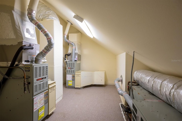 bonus room with light carpet and lofted ceiling