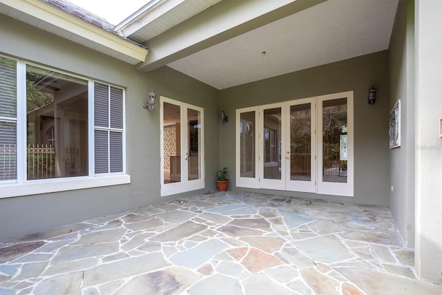 view of patio featuring french doors