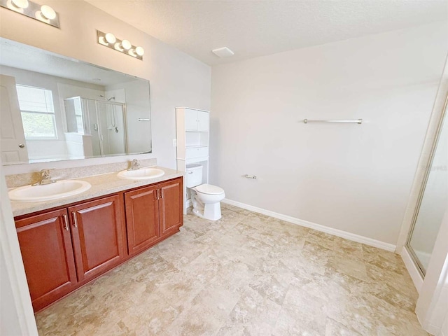 1208 Sawgrass Pointe Dr, Orlando, FL 32824 - bathroom with a sink, double vanity, toilet, and a shower stall