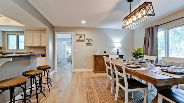 dining room featuring light hardwood / wood-style floors and a wealth of natural light