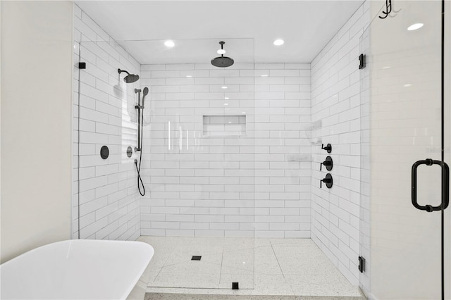 bathroom with independent shower and bath