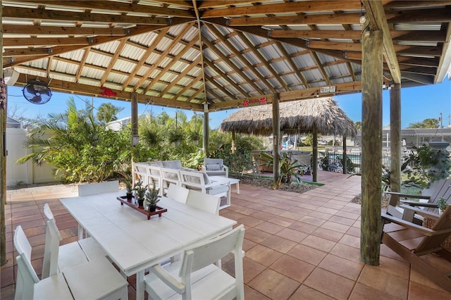 view of patio featuring a gazebo