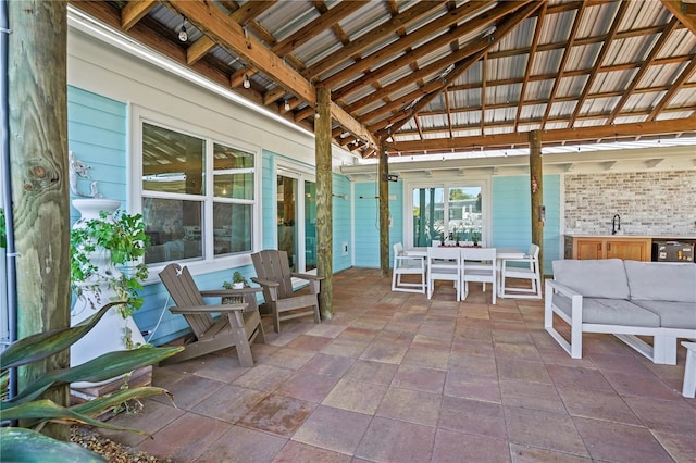 view of patio / terrace with sink