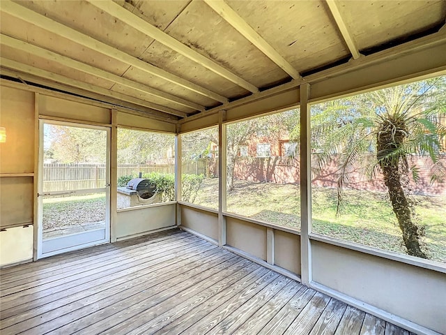 view of unfurnished sunroom