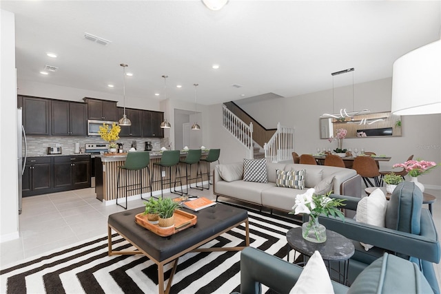 view of tiled living room