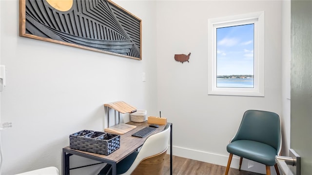 office with hardwood / wood-style flooring